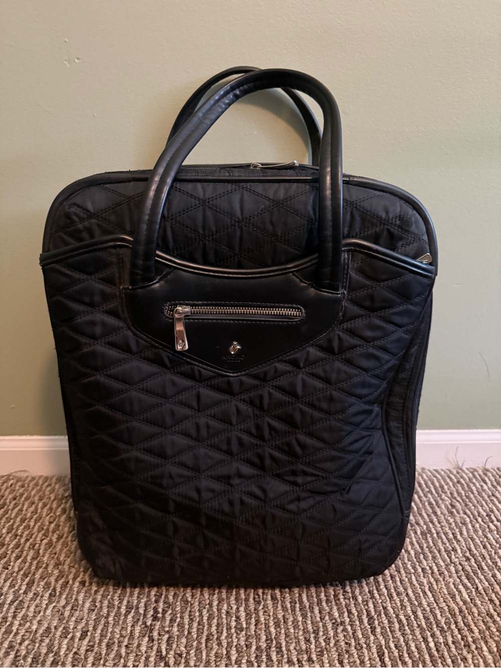 Black Quilted Laptop Tote with Top Handles
